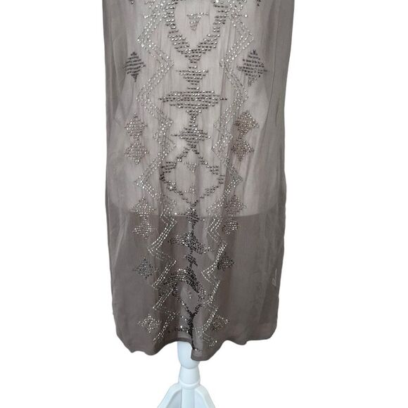 Chan Luu Sheer Beaded Gray Mini Dress XS Fairycore Y2K Whimsy Goth - Picture 5 of 11